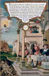Lazarus and the Rich Man&39;s Table（Luke 16）、Mompelgarter Altarpiece（panel）の翼パネルのセクション（72465-79も参照）